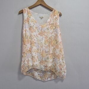 Giusy Made in Italy 100% Silk Floral Lined Tank Blouse Size Medium